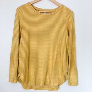 Soft yellow and white stripe top